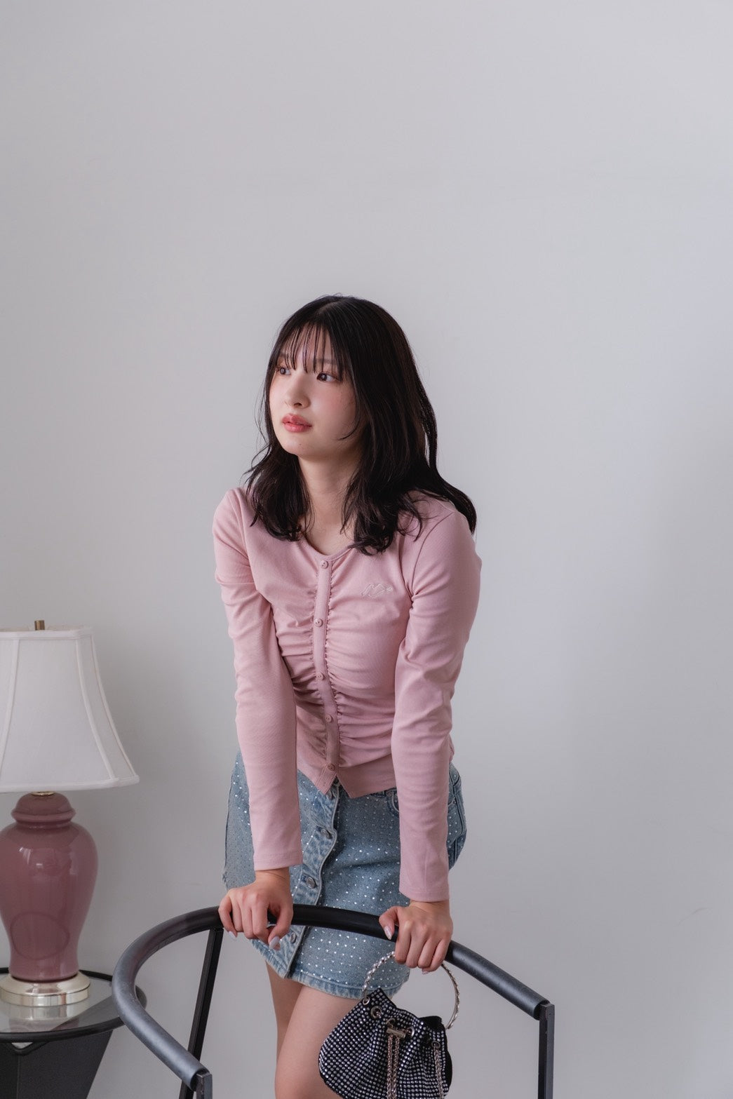 Front gathered tops Pink