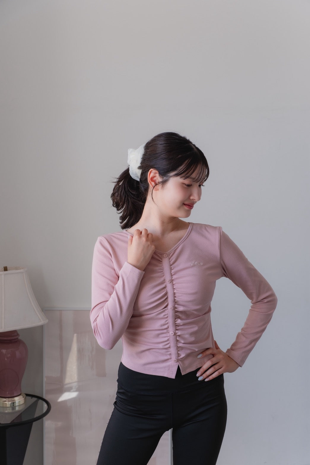 Front gathered tops Pink