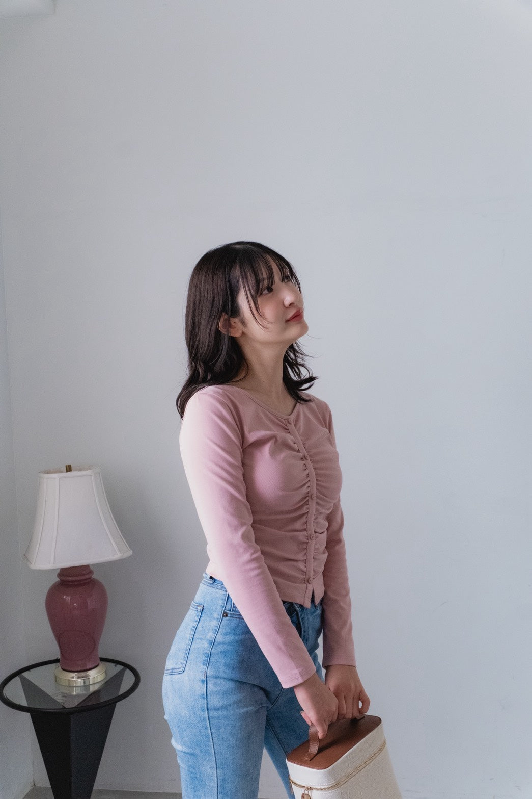 Front gathered tops Pink
