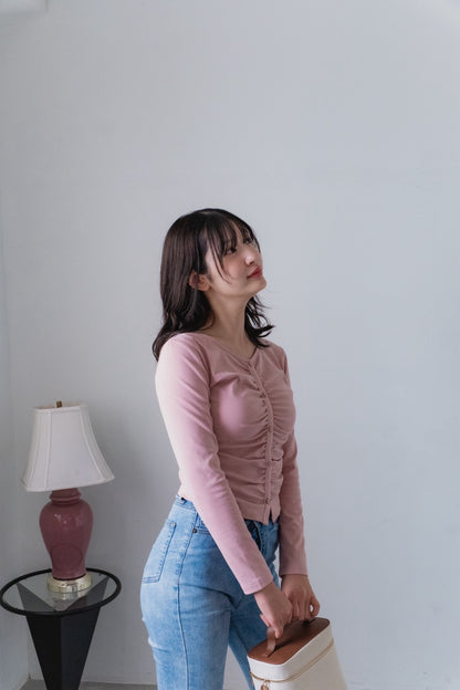 Front gathered tops Pink